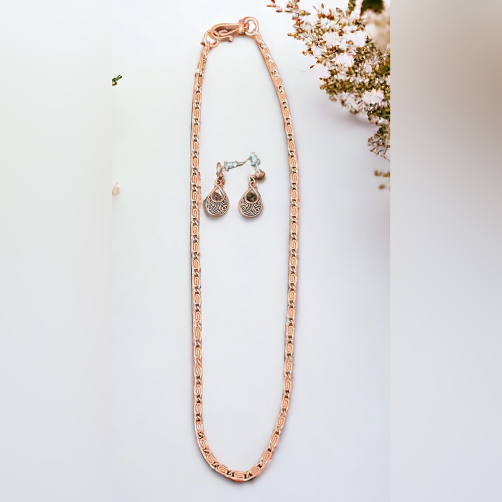 Sunrise Copper Vintage Necklace and Earrings - Picture 2 of 3